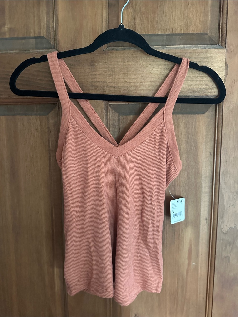 Free People Double-Strap Ribbed Tank — Rust